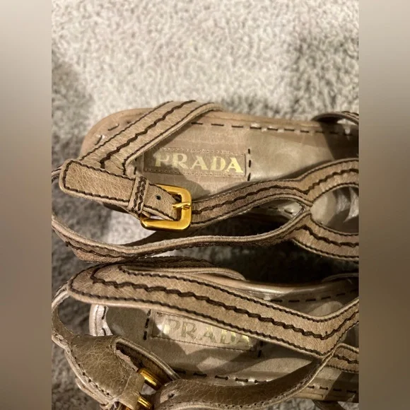 PRADA  vintage‎ wedge heels open toe with amazing details ! - Picture 12 of 15